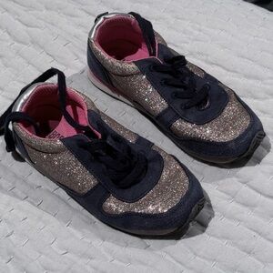 Gymboree Toddler Girls Glitter Sneakers Size 3 (EU 18) Pink Gold Sparkle